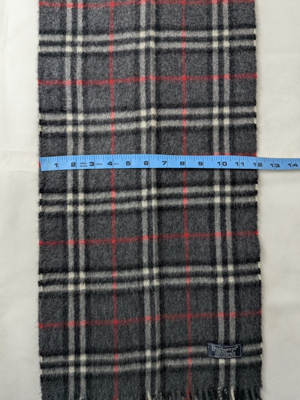 Designer Burberry Gray 100% Cashmere Check Scarf Unisex - Picture 7 of 7
